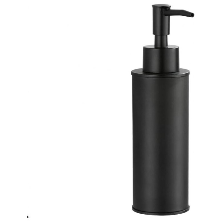 Dispenser sapun 350 ml, negru mat, inox, 5.5x15 cm