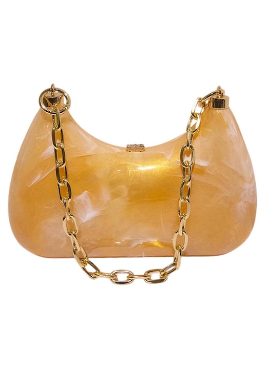 Акрилна и PVC чанта за рамо, жълта, 1 бр