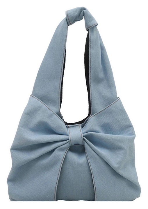 Geanta umar dama, model japonez, denim, albastru deschis, 30x25cm