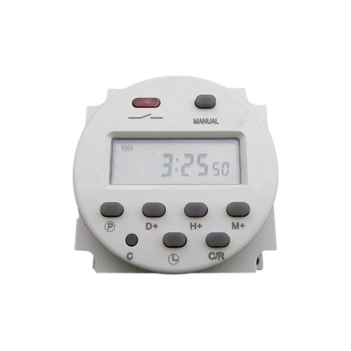 Timer digital programabil CN101, releu de timp programabil, alb, 12V DC/AC