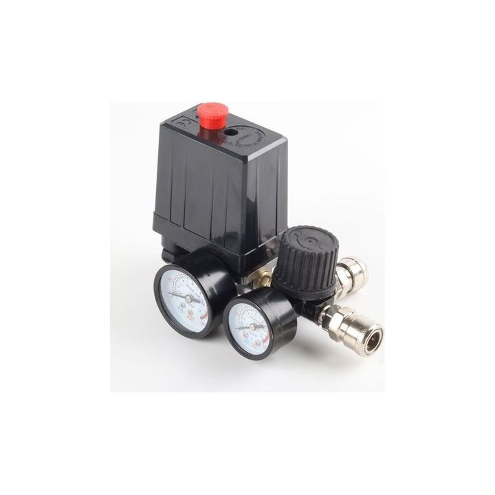 Kompresszor nyomásszabályozó szelep 220V 0-180 PSI szabályzóval és nyomásmérővel