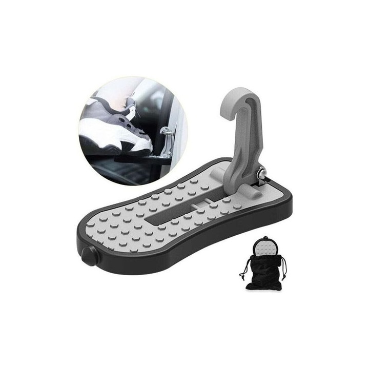 Pedala usa auto, carlig aluminiu, multifunctional, argintiu, 16cm