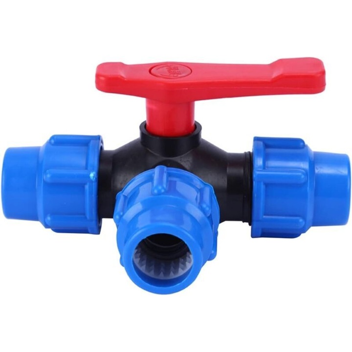 Robinet cu bila 3 cai, 40mm, PVC, rezistent, etans