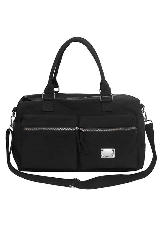 Női sporttáska, nylon, fekete, 1 rekesz, 50x25x25cm