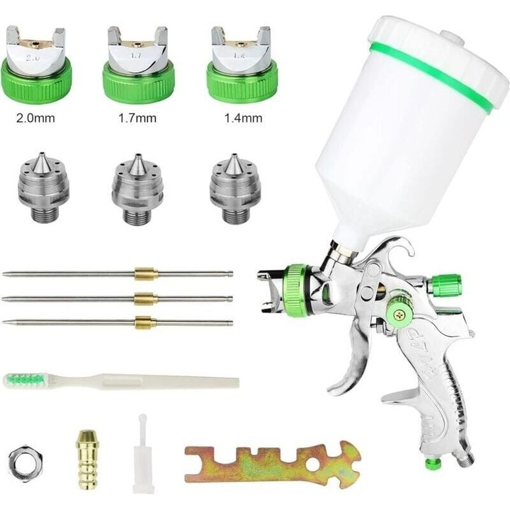 Pistol de vopsit HVLP, 3 duze, 600ml, inox, reglabil