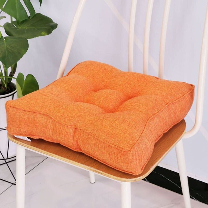 Perna scaun, 40x40x10cm, bumbac moale, portocaliu