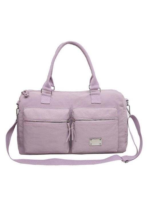 Női sporttáska, nylon, nagy kapacitású, lila, 50x25x25cm