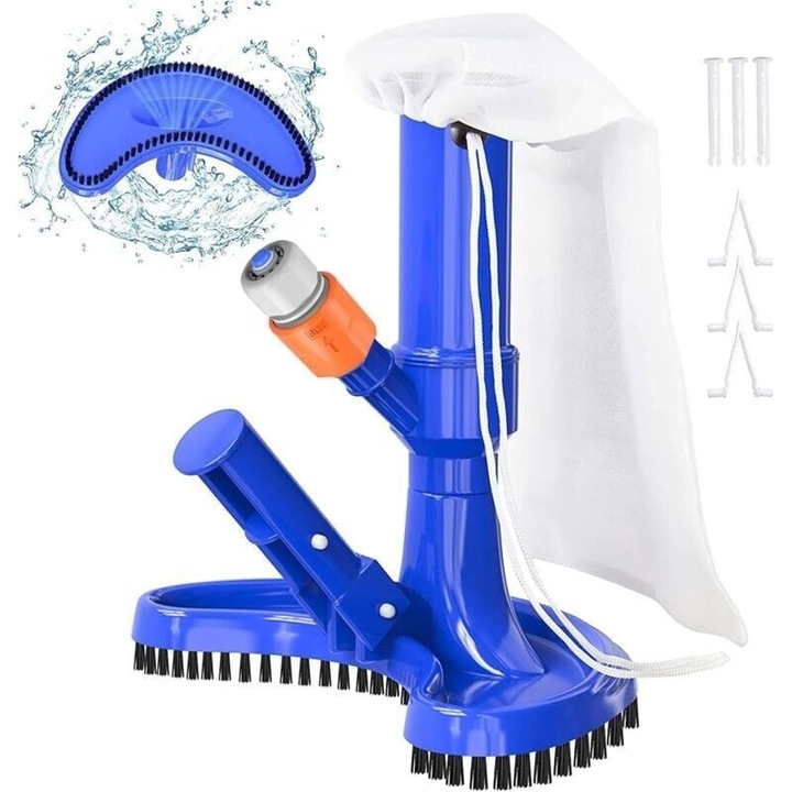 Hordozható medence porszívó, mini sugárhajtású, ABS, tartozékokkal