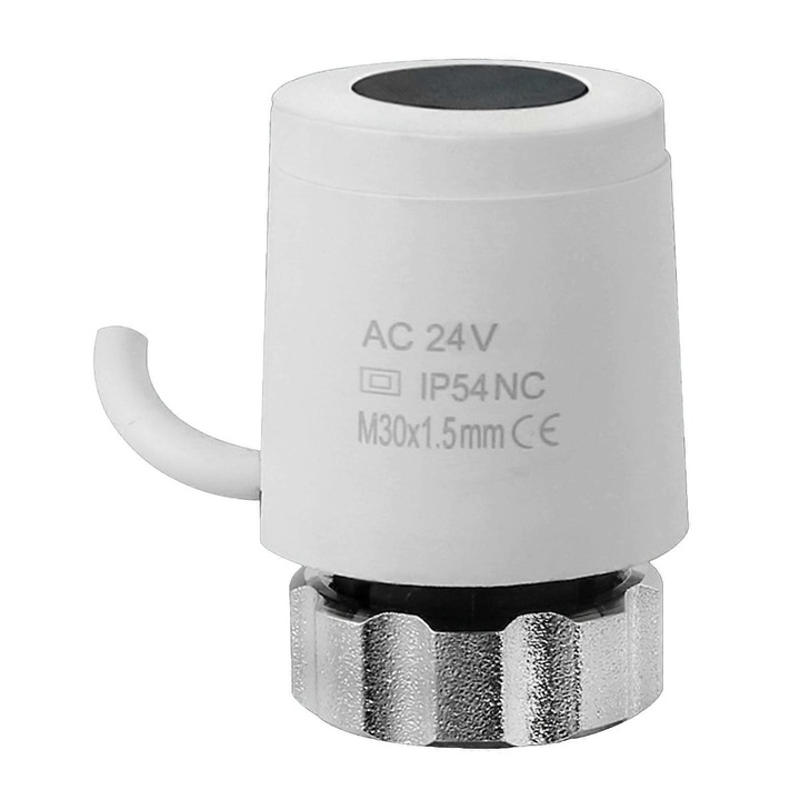 Actuator termic electric 24V, deschis/inchis, 5.6x3.6cm, alb