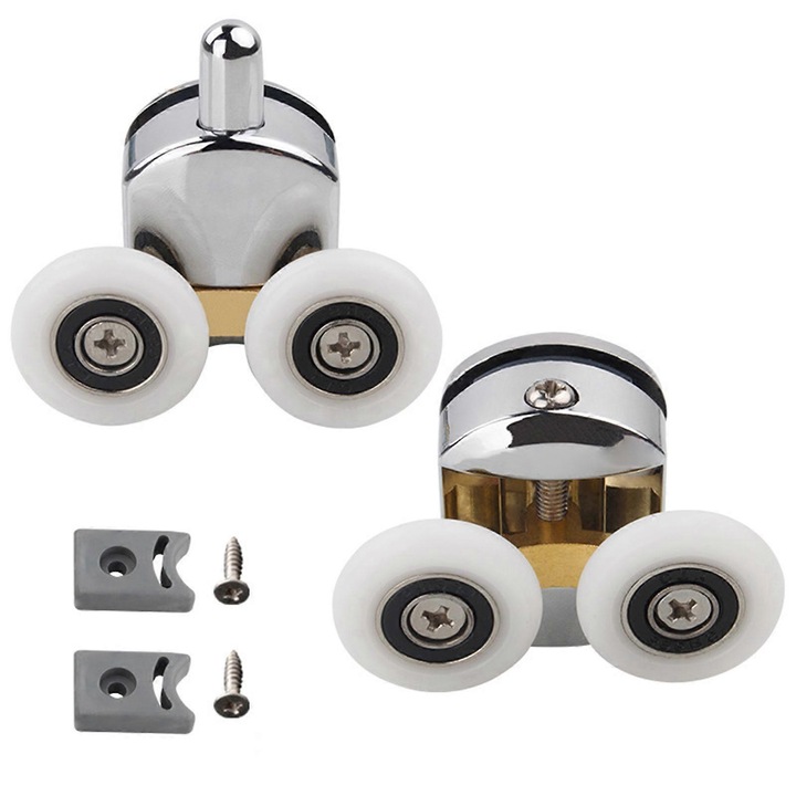 Rulment roata nylon pentru usi glisante, set 25mm, argintiu