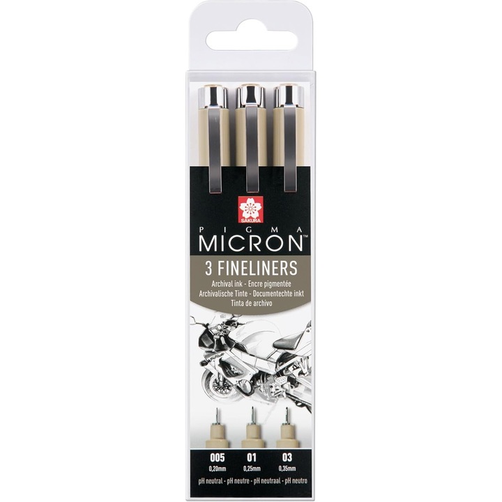 Set 3 Pixuri Sakura Pigma Micron FD 005, 01, 03 - Negru