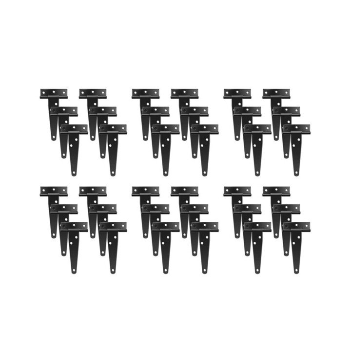 36 db T zsanér készlet, fekete, vas, 12x1.2mm, rusztikus, 4.75 hüvelyk