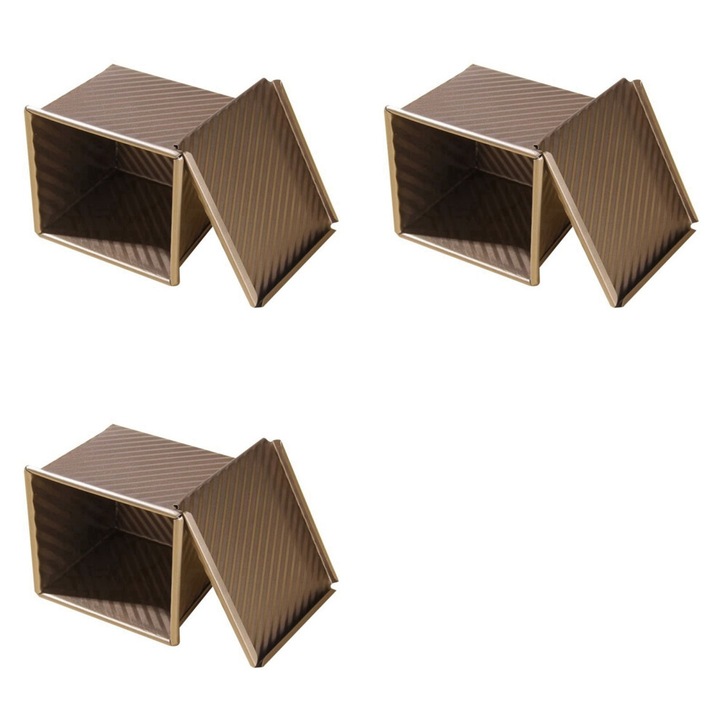 3 db-os sütőforma készlet, szénacél, tapadásmentes, pezsgőarany, 14x12.2cm