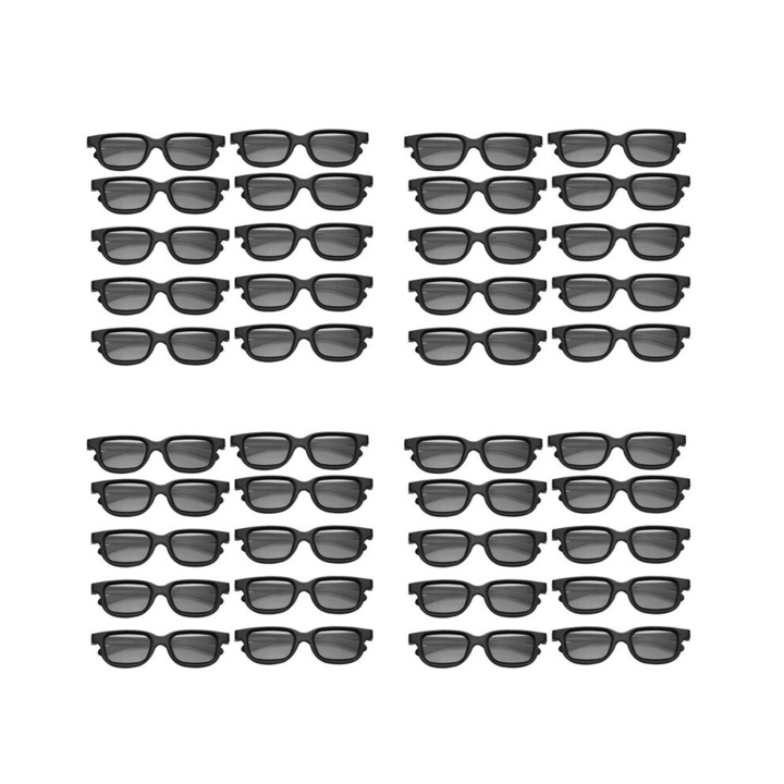 Set 40 ochelari 3D pasivi polarizati, negru, 15.3x4.1x0.4cm