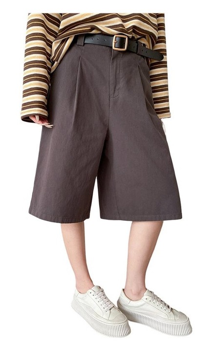 Pantaloni 7/8 femei talie elastica croiala larga gri bumbac, M INTL