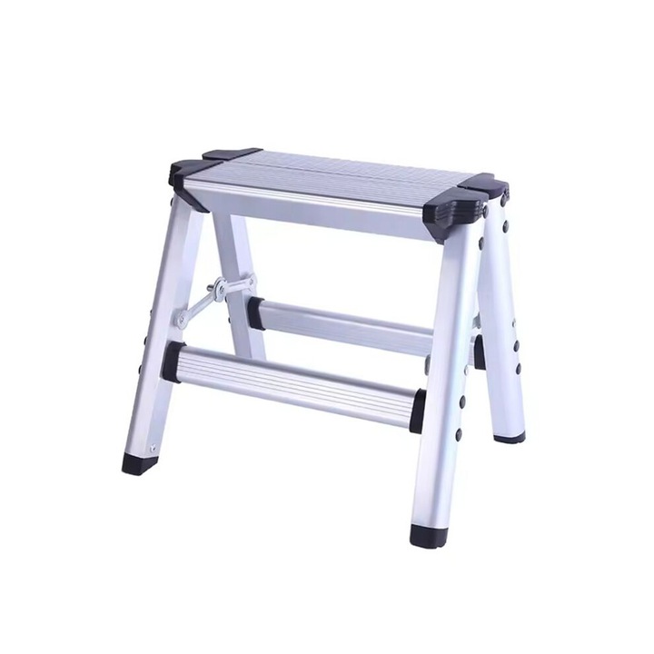 Scaun pliant aluminiu, 28x27x34cm, argintiu, capacitate 150kg