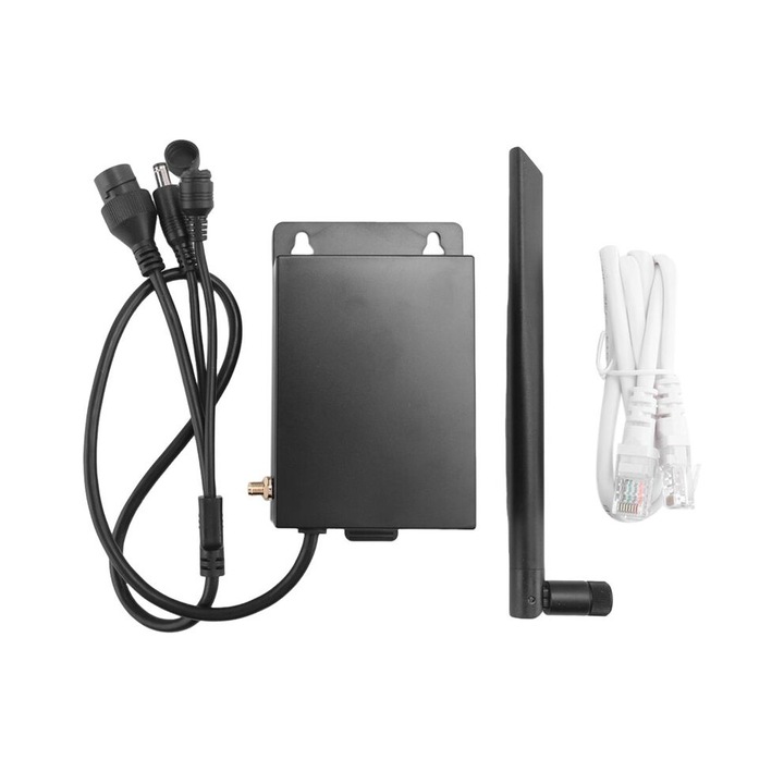 4G LTE kültéri vezeték nélküli router, fekete, IP65, 300Mbps, 25 felhasználó, 15x15x5cm
