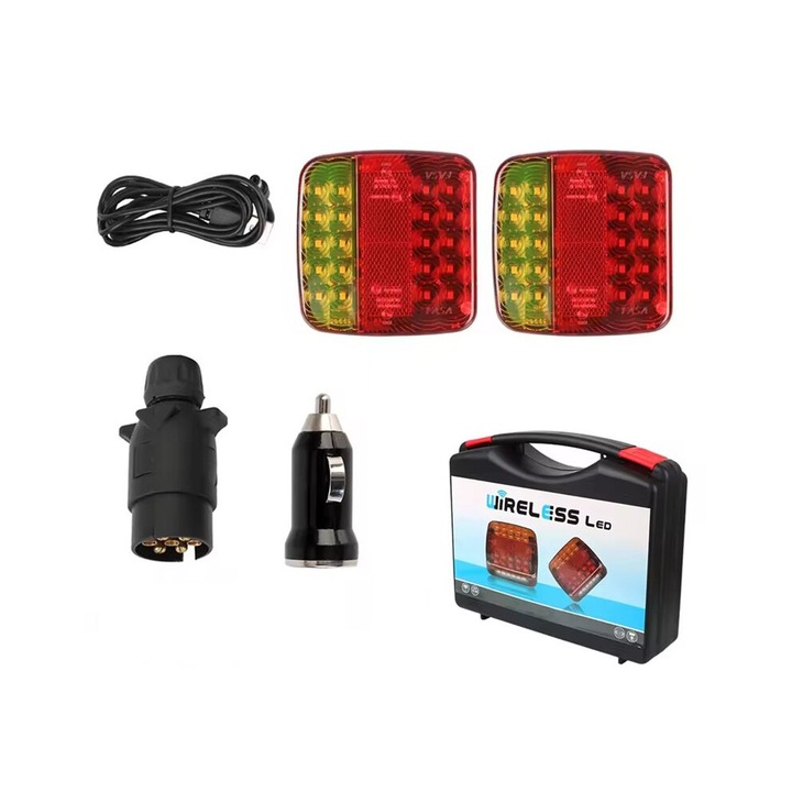 Mágneses LED hátsó lámpa, irányjelző, piros-sárga, 12V/24V, vízálló, univerzális