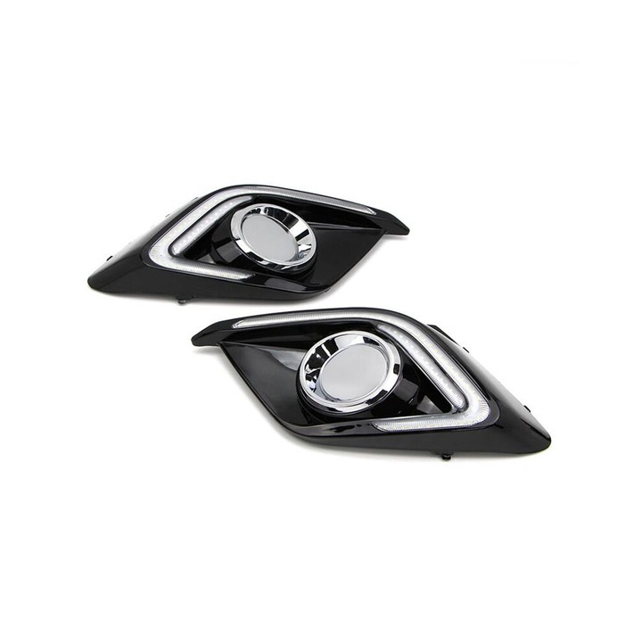 2 db LED Nappali menetfény (fehér) és irányjelző (sárga) szett Mazda 3 Axela 2014-2016-hoz, Fekete