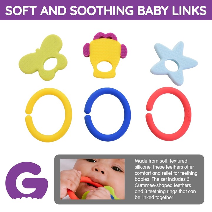 Set Inele Dentitie Gummee Link n Teethe, 3 Luni+