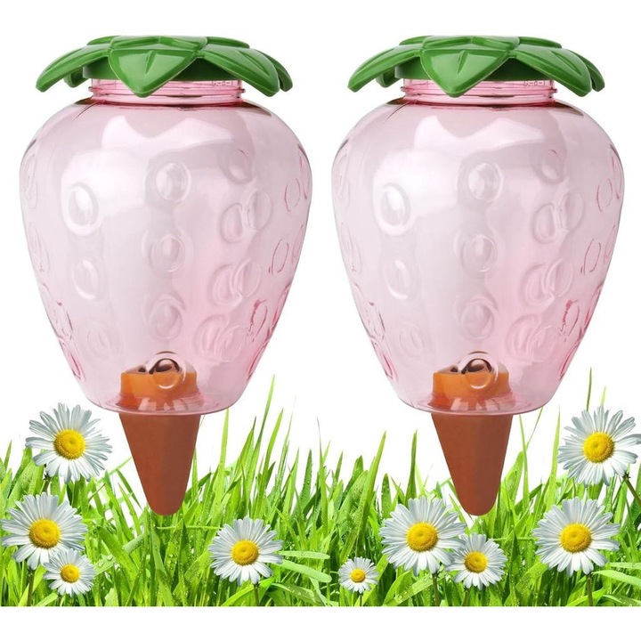 Set 2 globuri de udare, 500 ml, plastic si lut, multicolor, 12x12x20cm