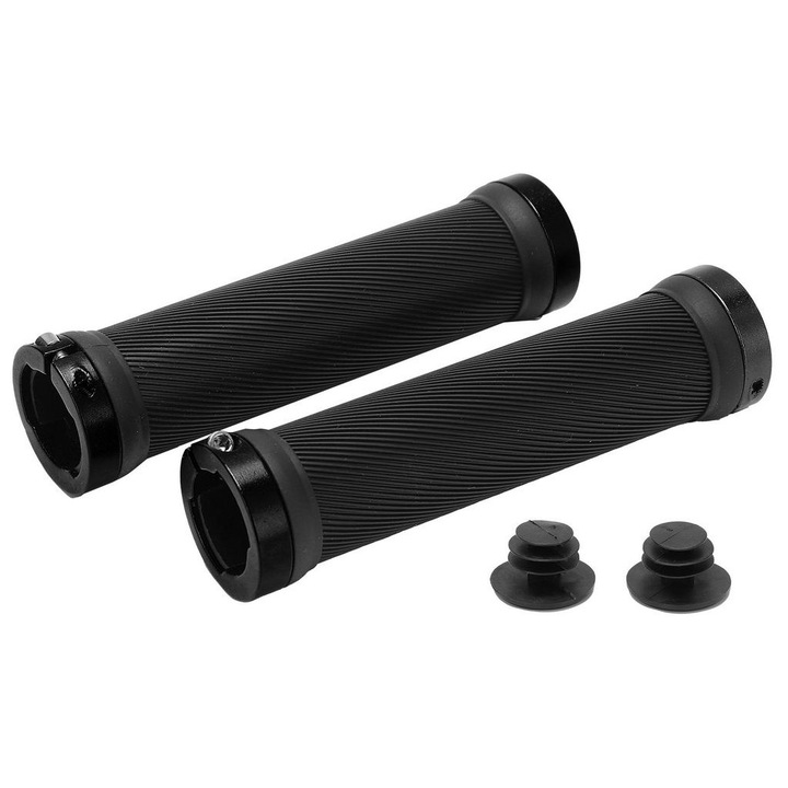 Kerékpár markolat, gumi, fekete, 22mm, 2 darabos szett