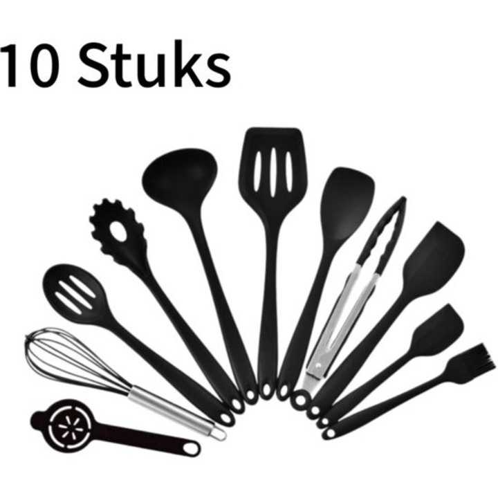 Set ustensile bucatarie 10 piese silicon negru 230C
