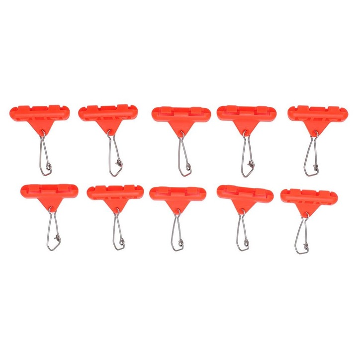 Set 10 glisiere greutati pescuit, otel inoxidabil, rotative, cu carlig, pentru fire impletite