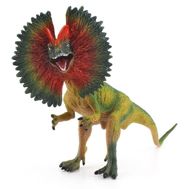 Dinoszaurusz figura Dilophosaurus PVC sárga 10x5x4cm