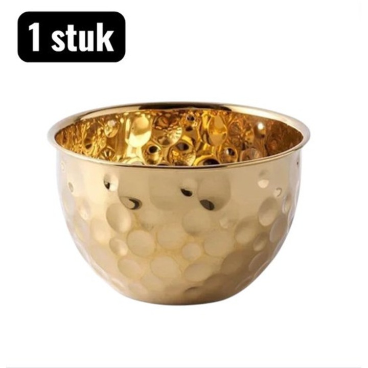 Keverőtál, 24cm, kalapált rozsdamentes acél, arany