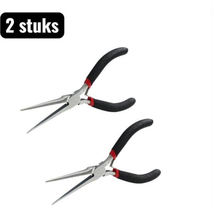 2 db mini fogó készlet, krómozott acél, csúszásmentes markolat, ékszerekhez és modellezéshez