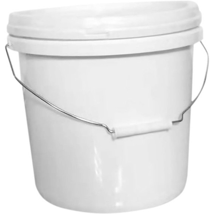 Galeata cu capac si maner 10L alb plastic robust 23x28x23cm