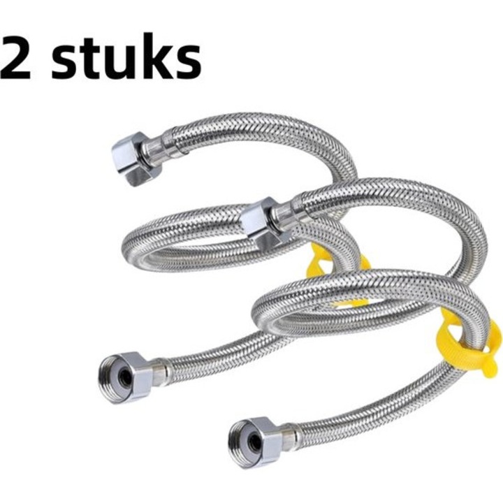Magasnyomású fonott tömlő készlet 60cm, rozsdamentes acél, horganyzott fej