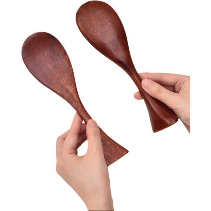 Set 2 linguri orez din lemn Nanmu, maro inchis, 21x6cm, cu suport vertical