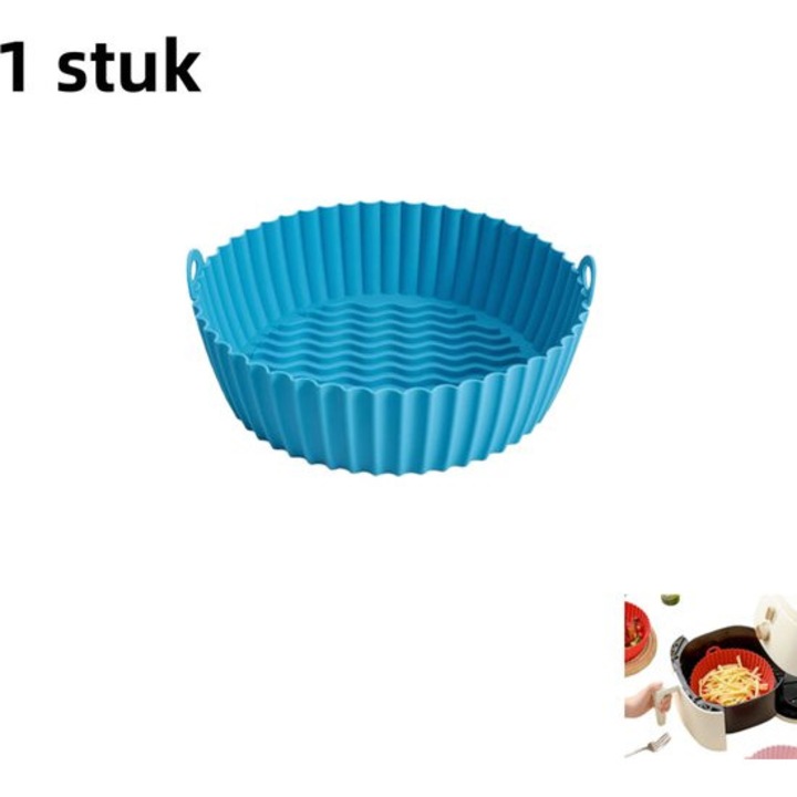 Szilikon airfryer tálca 19cm kék hőálló újrafelhasználható