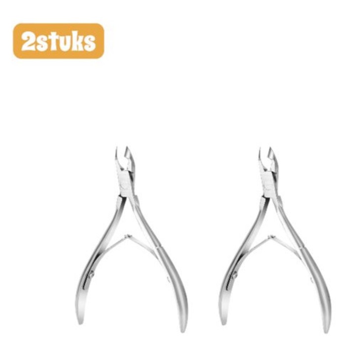 2 db köröm- és manikűr-pedikűr olló készlet, rozsdamentes acél, ezüst, 10x3cm