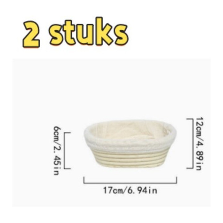 Set 2 cosuri din ratan natural, oval, alb, 17x12x6cm