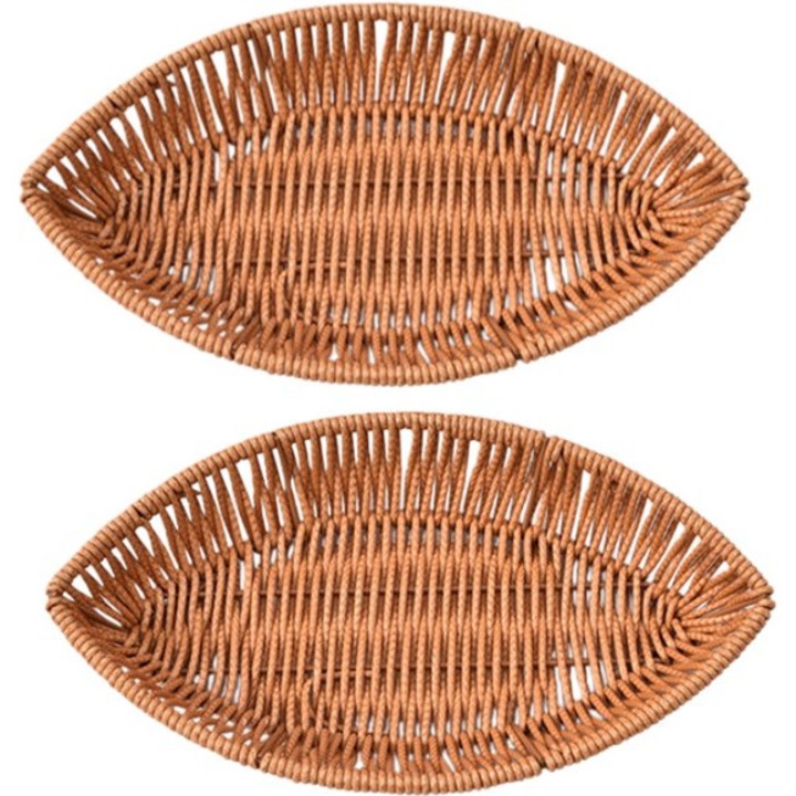 Set 2 cosuri servire, model frunza, maro, 33x21x4.5 cm