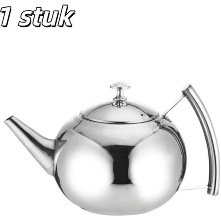 Rozsdamentes acél teáskanna 2L ergonomikus szűrővel, ezüst