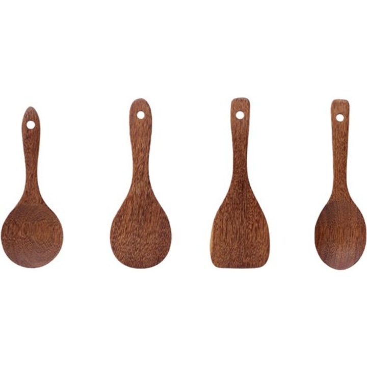 Set 4 linguri orez lemn aripa pui maro 20x4cm