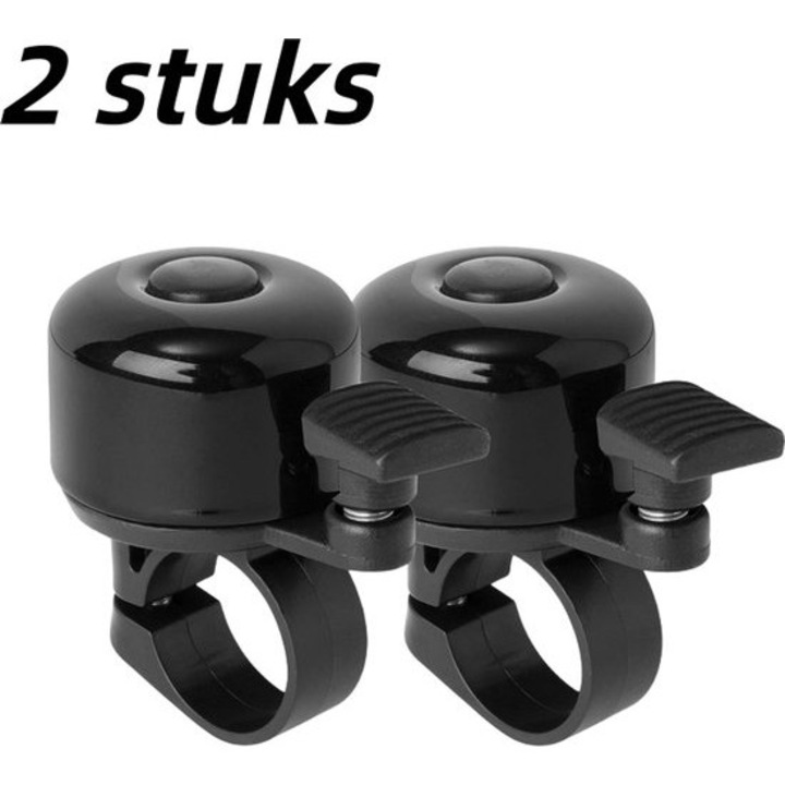 Set 2 sonerii bicicleta, universal, negru, 22.2mm, rezistent, rotativ 360°