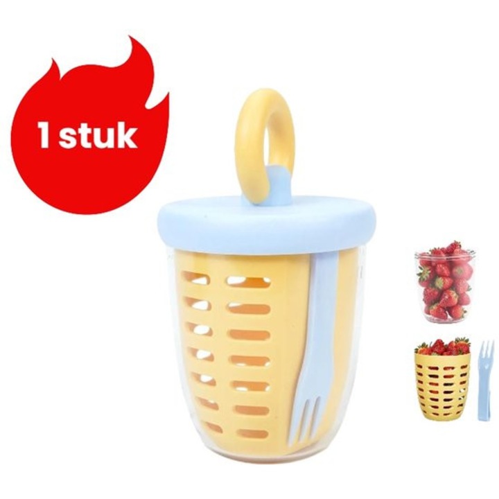 Hordozható gyümölcstál, dupla rétegű, sárga, 1 db