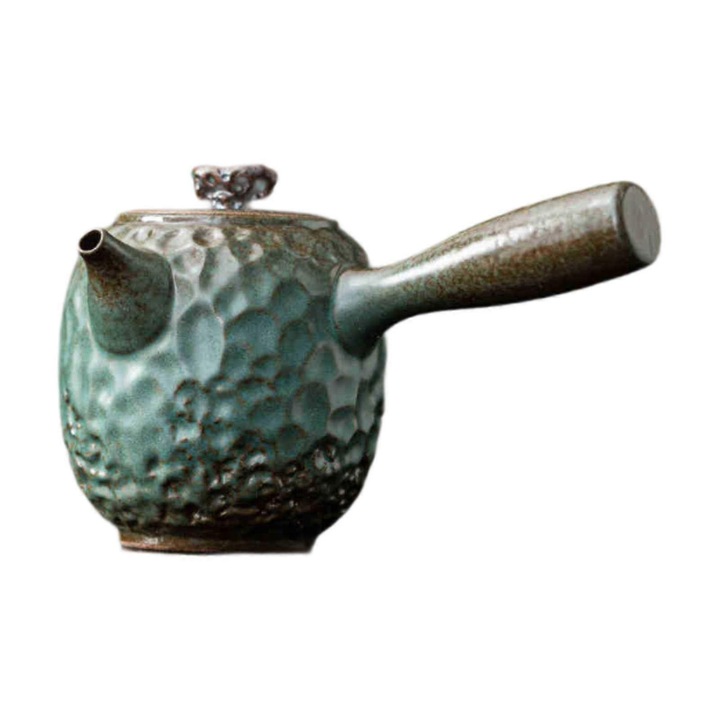 Kerámia teáskanna, 15x9x9cm, rusztikus, hordozható