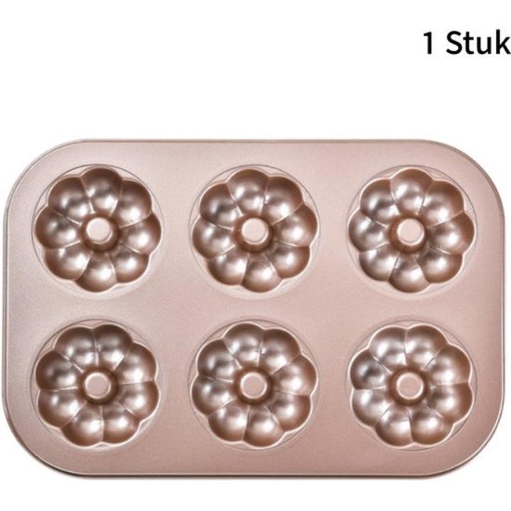 Sütőtepsi 6 rekeszes virág alakú rozsdamentes acél tapadásmentes 30x20cm