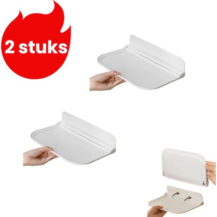 Fali összecsukható polc, 2 darab, fehér, kicsi
