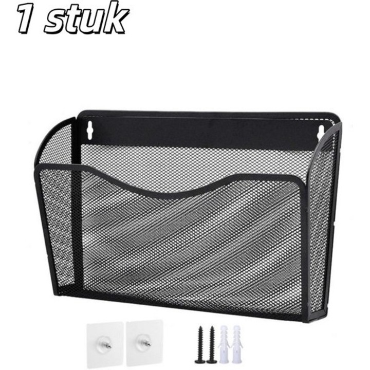 Fali dokumentumtartó, rendszerező, fém, fekete, 1 rekeszes