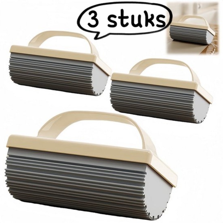 Set 3 mopuri mini, burete absorbant, bej, compact