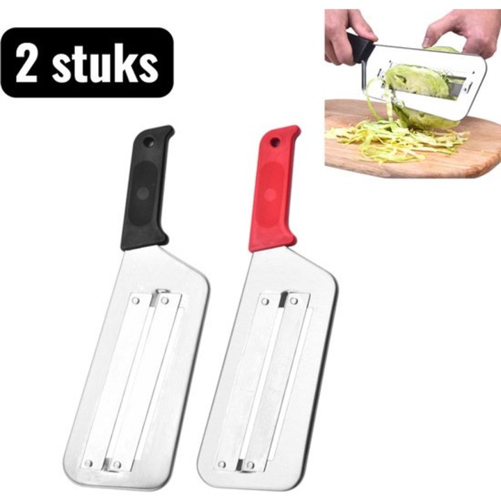 Set 2 curatatoare legume fructe, dublu fata, rosu negru, ergonomic