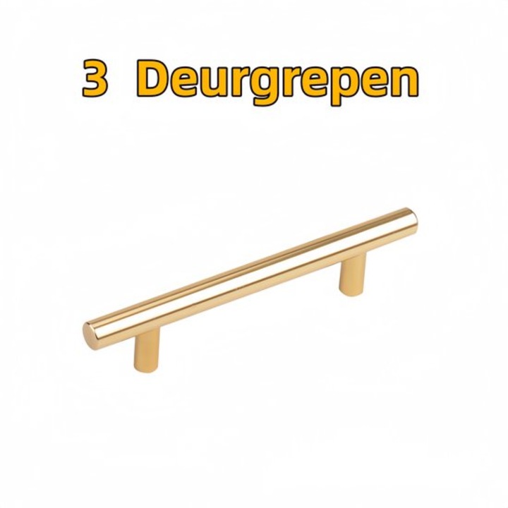 Ajtókilincsek, 3 db, alumínium, arany színű, 150x12x32mm, egyszerű design