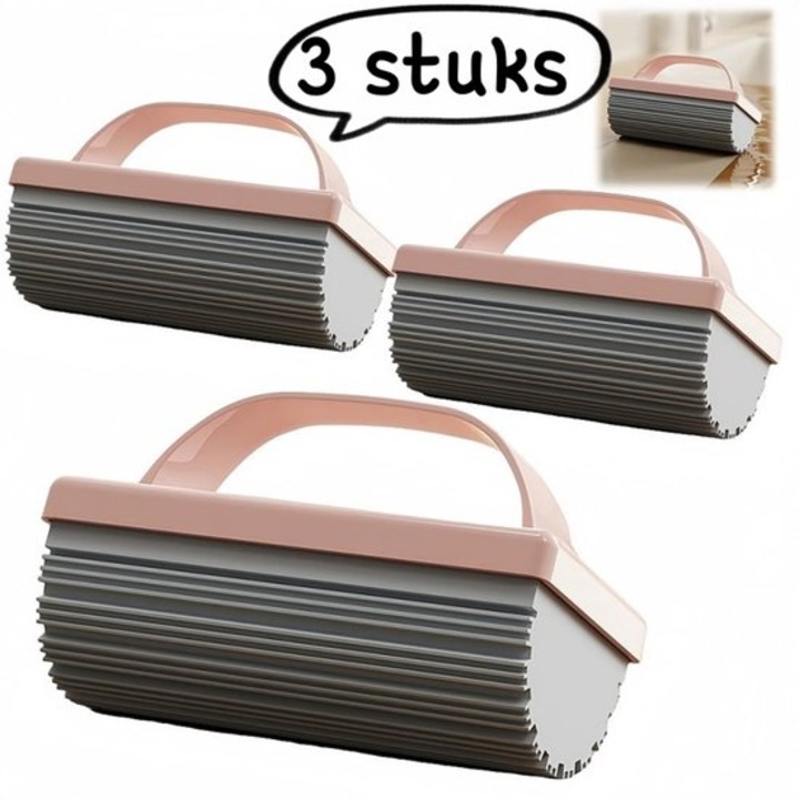 Set 3 mopuri mini, burete absorbant roz, compact